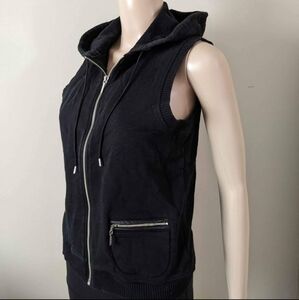 Ralph Lauren Jeans hooded black vest jacket, women's petite P